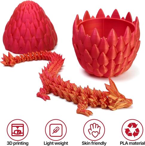 3D Printed Dragon Toy 12" Crystal Dragon Fidget Executive Desk Dragon Egg in Saudi Arabia
