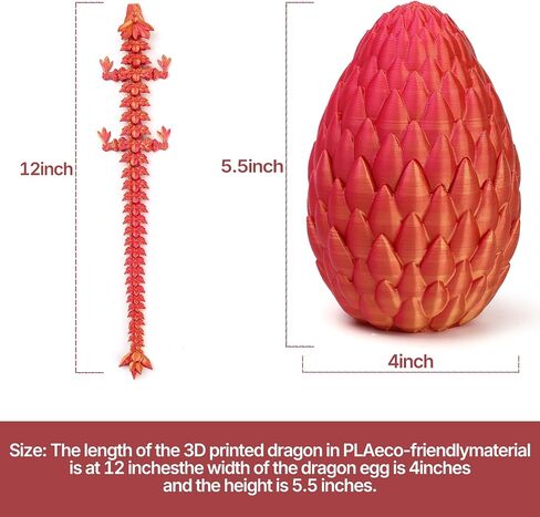 3D Printed Dragon Toy 12" Crystal Dragon Fidget Executive Desk Dragon Egg in Saudi Arabia