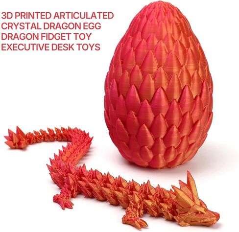 3D Printed Dragon Toy 12" Crystal Dragon Fidget Executive Desk Dragon Egg in Saudi Arabia