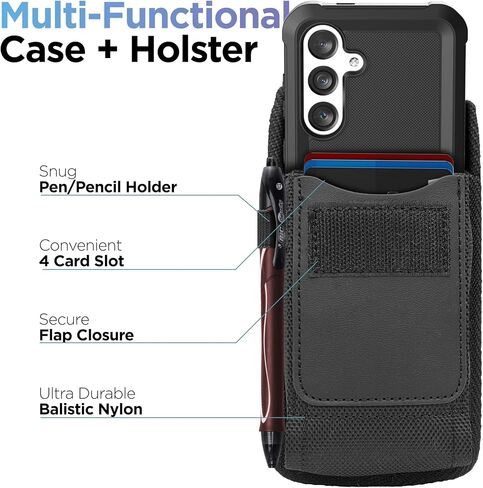 Encased 2-in-1 Belt Pouch with Case Designed for Samsung Galaxy S24 (2024) Full Body Protective Case with Screen Protector & Holster Clip Phone Holder (Black) in Saudi Arabia