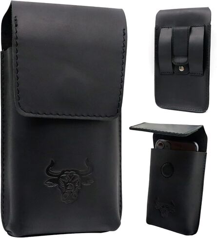 حافظة جلدية للهاتف لهاتف iPhone 14/13 Pro Max وSamsung Galaxy S23+ S22+ S21+ حافظات جلدية للهواتف المحمولة مزودة بمشبك حزام وإغلاق مغناطيسي (بني) in Kuwait