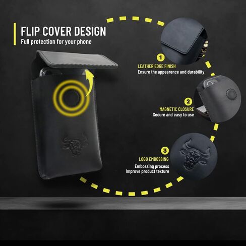 حافظة جلدية للهاتف لهاتف iPhone 14/13 Pro Max وSamsung Galaxy S23+ S22+ S21+ حافظات جلدية للهواتف المحمولة مزودة بمشبك حزام وإغلاق مغناطيسي (بني) in Kuwait