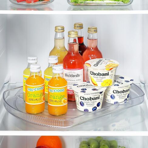 LAMU Lazy Susan Organizer for Refrigerator 15.4''x11'' Turntable Organizer for Fridge, Cabinet, Pantry, Kitchen Bathroom Vanity Makeup Refrigerator Organizers and Storage, Clear, Rectangle,1Pack in Saudi Arabia