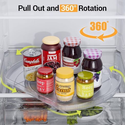 LAMU Lazy Susan Organizer for Refrigerator 15.4''x11'' Turntable Organizer for Fridge, Cabinet, Pantry, Kitchen Bathroom Vanity Makeup Refrigerator Organizers and Storage, Clear, Rectangle,1Pack in Saudi Arabia