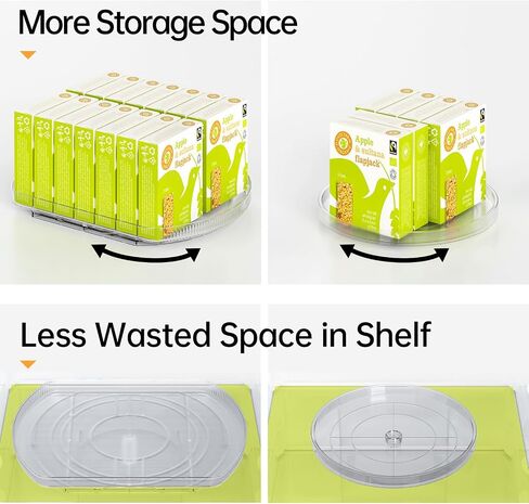 LAMU Lazy Susan Organizer for Refrigerator 15.4''x11'' Turntable Organizer for Fridge, Cabinet, Pantry, Kitchen Bathroom Vanity Makeup Refrigerator Organizers and Storage, Clear, Rectangle,1Pack in Saudi Arabia