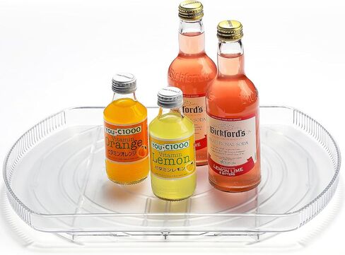 LAMU Lazy Susan Organizer for Refrigerator 15.4''x11'' Turntable Organizer for Fridge, Cabinet, Pantry, Kitchen Bathroom Vanity Makeup Refrigerator Organizers and Storage, Clear, Rectangle,1Pack in Saudi Arabia
