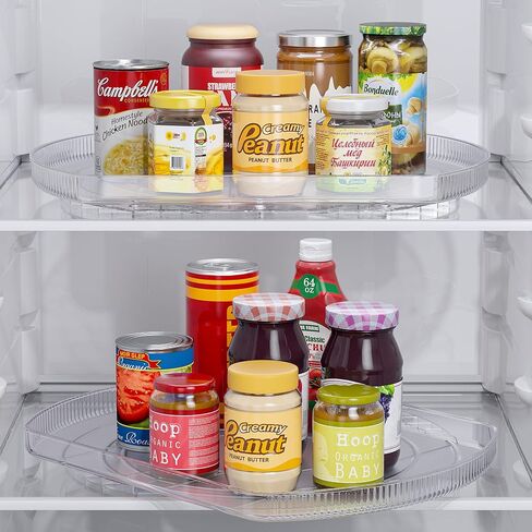 LAMU Lazy Susan Organizer for Refrigerator 15.4''x11'' Turntable Organizer for Fridge, Cabinet, Pantry, Kitchen Bathroom Vanity Makeup Refrigerator Organizers and Storage, Clear, Rectangle,1Pack in Saudi Arabia