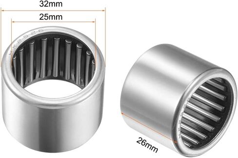 uxcell HK2526 Drawn Cup Needle Roller Bearings, Open End, 25mm Bore, 32mm OD, 26mm Width 42000N Static Load 22500N Dynamic Load 9000rpm Limiting Speed 2pcs in Saudi Arabia