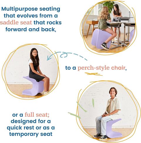 ECR4Kids Wave Seat, 18in - 19.6in Seat Height, Perch Stool, Light Purple in Saudi Arabia