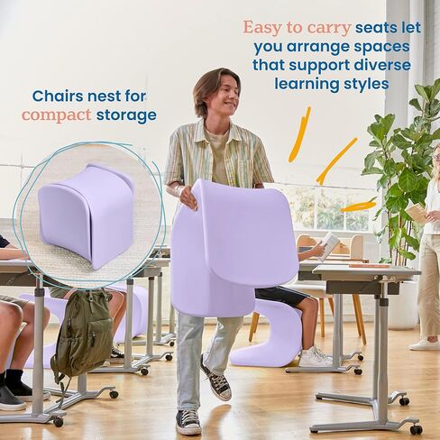 ECR4Kids Wave Seat, 18in - 19.6in Seat Height, Perch Stool, Light Purple in Saudi Arabia