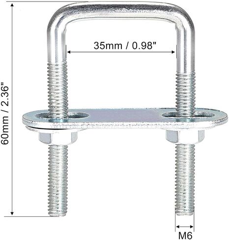 uxcell Square U-Bolts 1-1/4"(30mm) Inner Width Carbon Steel M6 with Nuts, Frame Plate, Round Washers in Saudi Arabia