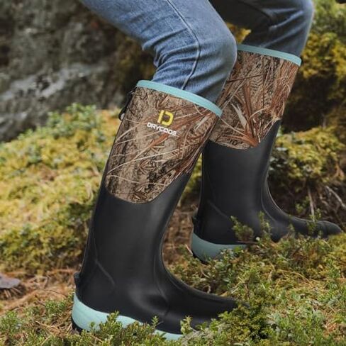 أحذية مطاطية D DRYCODE للنساء مع ساق فولاذية، أحذية مطر دافئة مقاومة للماء من النيوبرين 6 مم، أحذية صيد للعمل في الطين في الهواء الطلق، أزرق مائي، مقاس 5-11 in Kuwait