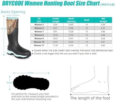 أحذية مطاطية D DRYCODE للنساء مع ساق فولاذية، أحذية مطر دافئة مقاومة للماء من النيوبرين 6 مم، أحذية صيد للعمل في الطين في الهواء الطلق، أزرق مائي، مقاس 5-11 in Kuwait