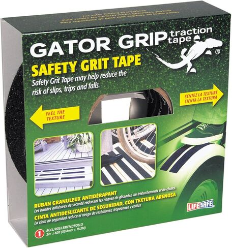 شريط جر Gator Grip، شريط لاصق مضاد للانزلاق بدرجة ممتازة 60 حبيبة، داخلي/خارجي، رائع للسلالم والأرصفة والقوارب والمنحدرات، أسود، 2 بوصة × 60 قدم، RE142 in Kuwait