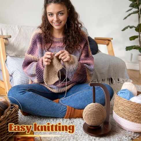 حامل غزل للكروشيه - مجموعة إكسسوارات الحياكة منظم تخزين الغزل لوازم الكروشيه الخشبية هدايا لمحبي الكروشيه (لون الجوز) in Kuwait