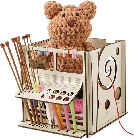 أطباق غزل خشبية الكل في واحد لإكسسوارات الحياكة والكروشيه، لوحة حجب مربعة الشكل، أداة قياس إبرة الكروشيه، أداة تنظيم الأدوات اليدوية، هدية لمحبي الكروشيه in Kuwait