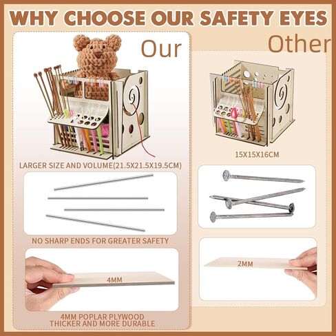 أطباق غزل خشبية الكل في واحد لإكسسوارات الحياكة والكروشيه، لوحة حجب مربعة الشكل، أداة قياس إبرة الكروشيه، أداة تنظيم الأدوات اليدوية، هدية لمحبي الكروشيه in Kuwait