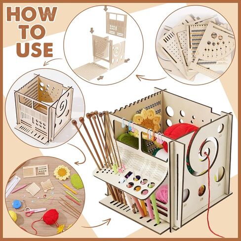 أطباق غزل خشبية الكل في واحد لإكسسوارات الحياكة والكروشيه، لوحة حجب مربعة الشكل، أداة قياس إبرة الكروشيه، أداة تنظيم الأدوات اليدوية، هدية لمحبي الكروشيه in Kuwait
