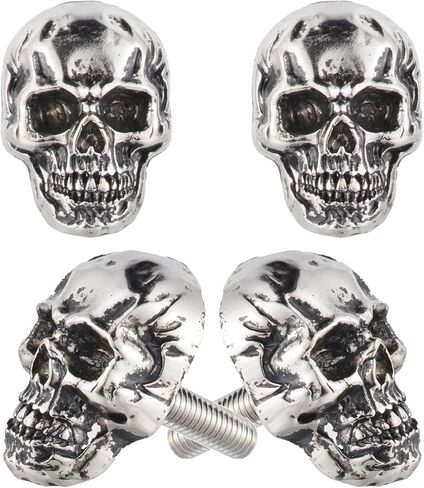 Skull License Plate Bolts Anti-Theft Car Tag Frame Screws for Most Vehicle Motorcycle 4 PCS (Black) in Saudi Arabia