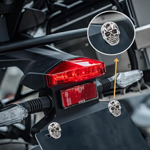 Skull License Plate Bolts Anti-Theft Car Tag Frame Screws for Most Vehicle Motorcycle 4 PCS (Black) in Saudi Arabia