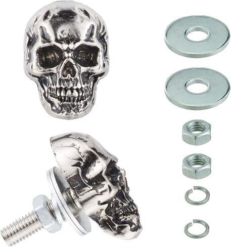 Skull License Plate Bolts Anti-Theft Car Tag Frame Screws for Most Vehicle Motorcycle 4 PCS (Black) in Saudi Arabia