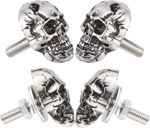 Skull License Plate Bolts Anti-Theft Car Tag Frame Screws for Most Vehicle Motorcycle 4 PCS (Black) in Saudi Arabia