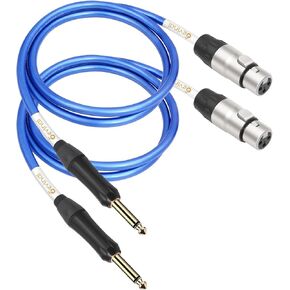 كابل Devinal XLR أنثى إلى 1/4 بوصة TRS كابل Hi-Fi متوازن أنثى XLR إلى ربع بوصة 6.35 مم TRS كابل توصيل سلكي للميكروفون والخلاط ومكبرات الصوت 12 بوصة 2pack in Kuwait