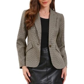 Allegra K Plaid Business Blazer for Women's Houndstooth Lapel Collar One Button Work Office Suit Jacket in Kuwait