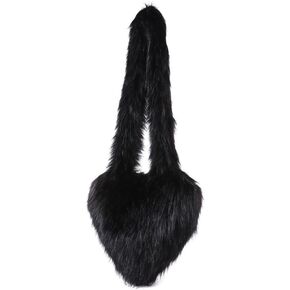 Womens Faux Fur Shoulder Bag Furry Purse Handbag Crossbody Bag Heart Shaped with Shoulder Strap in Kuwait