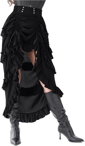 زي تنورة Spooktacular Creations للسيدات Steampunk Mullet، فستان قراصنة عصر النهضة القوطي لحفلات الهالوين التنكرية in Saudi Arabia
