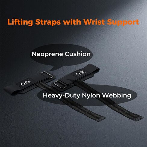 Lifting-Straps - Neoprene Padded Wrist-Wraps with Nylon Dura Grip Gym-Straps for Weightlifting, Powerlifting, Deadlift & Strength Training in Saudi Arabia