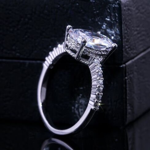 Oval Cut Simulated Diamond Engagement Ring for Women, 925 Sterling Silver Plated, Classic Solitaire with Side Stones, Elegant Wedding Proposal Ring in Saudi Arabia