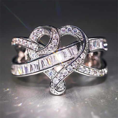 Novel Heart Rings for Women Fashion Shiny Zirconia Finger Jewelry for Wedding Ceremony in Saudi Arabia