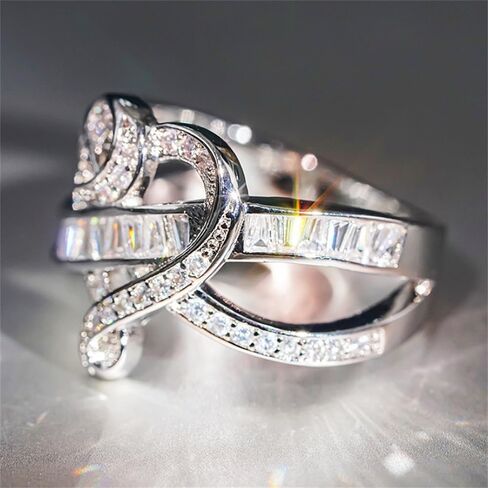 Novel Heart Rings for Women Fashion Shiny Zirconia Finger Jewelry for Wedding Ceremony in Saudi Arabia