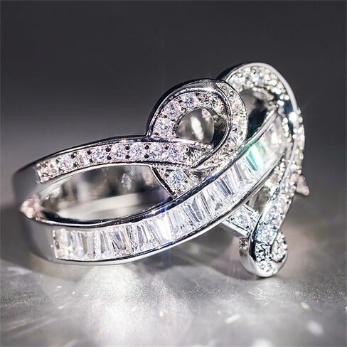 Novel Heart Rings for Women Fashion Shiny Zirconia Finger Jewelry for Wedding Ceremony in Saudi Arabia