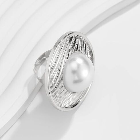 Rings for Women, Silver Plated Stainless Steel Promise Ring for Women, Adjustable Thumb Stacking Bands Cubic Zirconia Eternity Band Gift for Her in Saudi Arabia