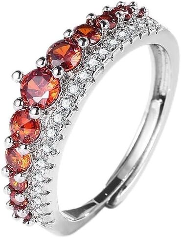 Rings for Women, Silver Plated Stainless Steel Promise Ring for Women, Adjustable Thumb Stacking Bands Cubic Zirconia Eternity Band Gift for Her in Saudi Arabia