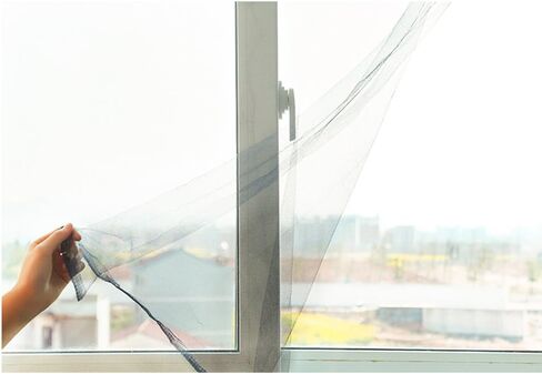 FLYZZZ DIY Self-Adhesive Window Screen Netting Mesh Curtain, 100X150cm (Approach 39.37x59.05 Inches), with Hook and Sticky Tape, Fitted to Multiple Windows (2 Pack, White) in Saudi Arabia