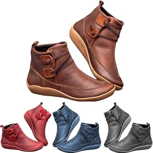 أحذية الكاحل الخريف للنساء بدون كعب 2025، حذاء جديد لدعم القوس، حذاء طويل للكاحل بسحاب جانبي، حذاء مريح سهل الارتداء بكعب منخفض مسطح in Kuwait