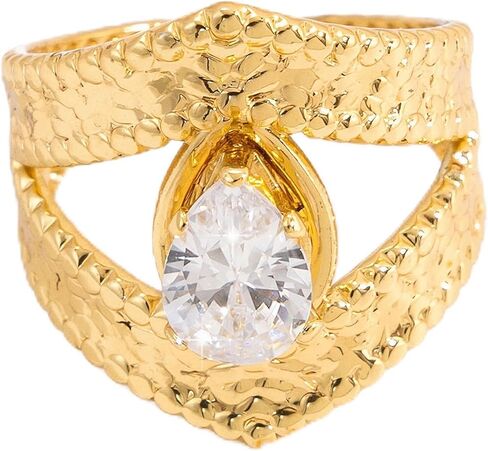 Gold-Plated Butterfly Ring with Dangling Chains and Cubic Zirconia, Adjustable Statement Ring,Cocktail Party Minimalist Ring for Women in Kuwait