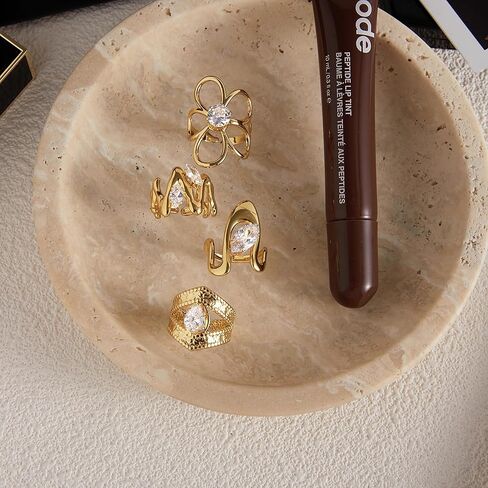 Gold-Plated Butterfly Ring with Dangling Chains and Cubic Zirconia, Adjustable Statement Ring,Cocktail Party Minimalist Ring for Women in Kuwait