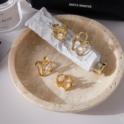 Gold-Plated Butterfly Ring with Dangling Chains and Cubic Zirconia, Adjustable Statement Ring,Cocktail Party Minimalist Ring for Women in Kuwait