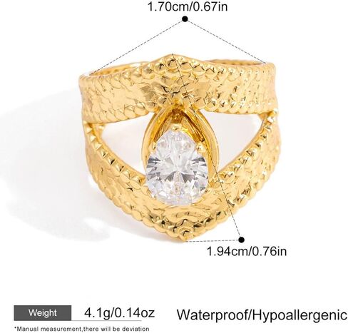 Gold-Plated Butterfly Ring with Dangling Chains and Cubic Zirconia, Adjustable Statement Ring,Cocktail Party Minimalist Ring for Women in Kuwait