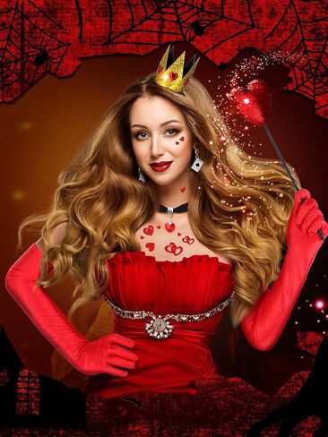 6 Pcs Halloween Heart Queen Costume Accessories for Women Queen Heart Crown Party Accessories Headband Scepter Wand in Saudi Arabia
