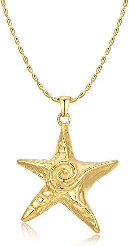 18K Gold Plated Starfish Pendant Necklace Stainless Steel Conch & Pearl Chain Choker for Women Ocean Jewelry in Kuwait