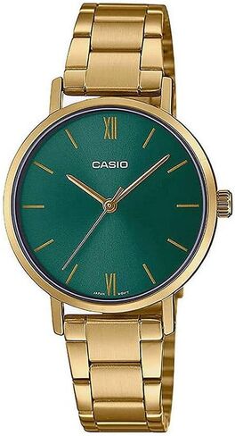 Casio LTP-VT02G-3A Women's Minimalistic Gold Tone Stainless Steell Green Dial 3-Hand Analog Watch in Saudi Arabia