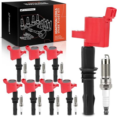مجموعة A-Premium (حمراء) مكونة من 16 ملف إشعال وشمعات إشعال إيريديوم متوافقة مع سيارات Ford F-150 وF-250 F-350 Super Duty وExplorer وMustang وExpedition وLincoln Navigator وMercury Mountaineer in Saudi Arabia