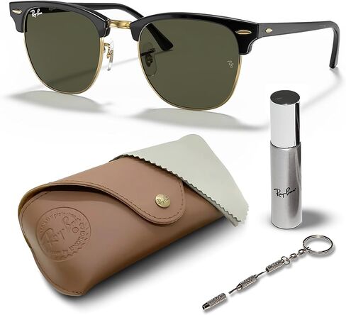 Ray-Ban RB3016F CLUBMASTER Square Shaped Sunglasses for Men & Women with Official RAYBAN Eyewear Kit in Saudi Arabia