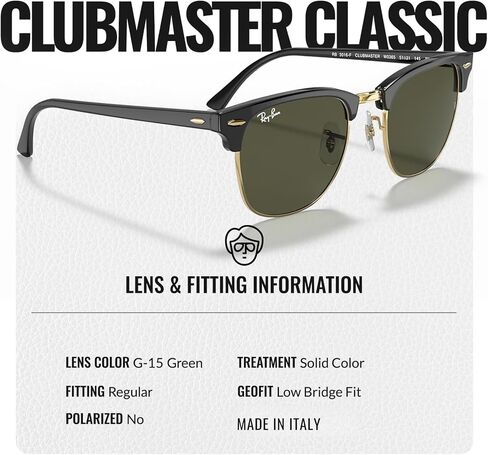 Ray-Ban RB3016F CLUBMASTER Square Shaped Sunglasses for Men & Women with Official RAYBAN Eyewear Kit in Saudi Arabia