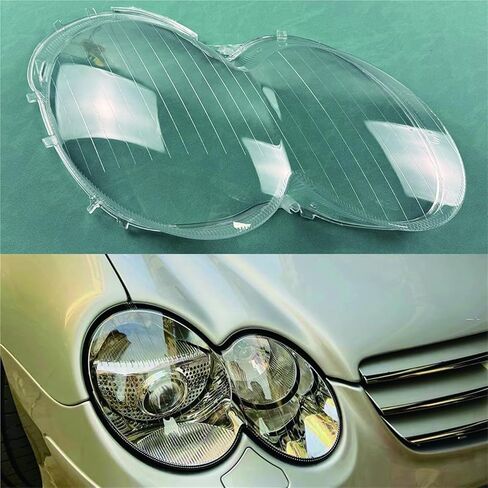 متوافق مع Benz SL-Class W230 2004-2007 غطاء المصباح الأمامي للسيارة غطاء المصباح الأمامي عاكس الضوء غطاء المصباح غطاء الرأس ضوء العدسة الزجاجية (A Piar) in Saudi Arabia